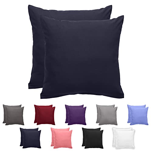 Komfortec Taie d'oreiller - Lot de 2 - 80x80 cm 100% Microfibre 120g/m², Super Doux Housse de Coussin, Bleu Cover