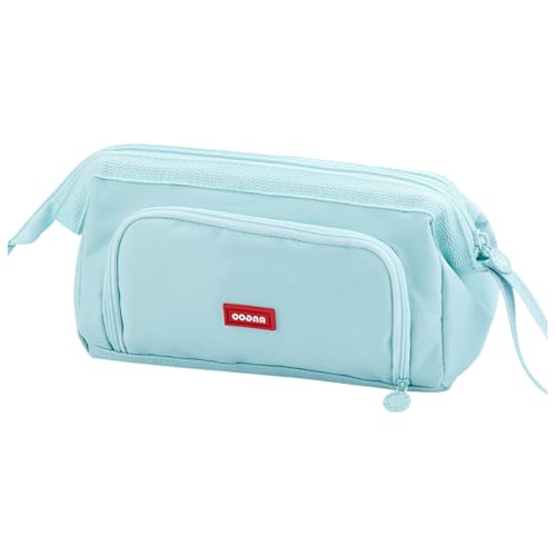 Estojo Liso Com Duas Divisórias Com Alça Box Necessaire Escolar (Azul-Claro)