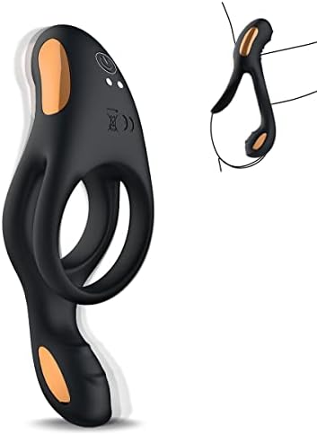 Vibrating Cock Ring with Clitoral Vibrator,10 Vibration Modes Penis Ring for Men, Medical Silicone Waterproof Sex Toys for Adult Couples Black