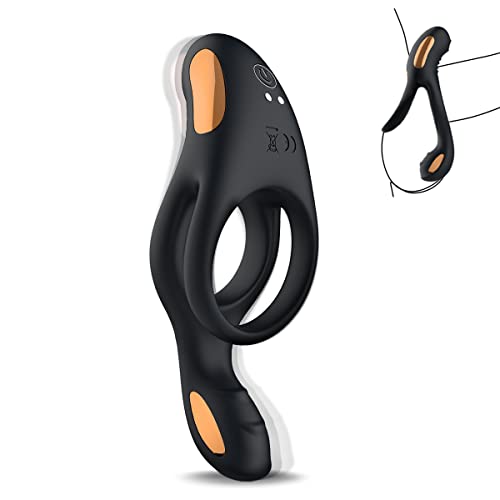 Vibrating Cock Ring With Clitoral Vibrator,10 Vibration Modes Penis Ring For Men, Medical Silicone Waterproof Sex Toys For Adult Couples Black #TOP8