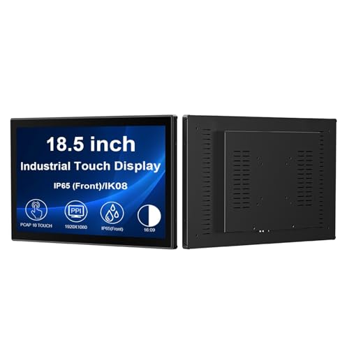 Image of VSDISPLAY 18.5'' 1920x1080 Industrial Touch Monitor IP65 Front Waterproof | IPS LCD Display,10-Point Capacitive Touch, with H /D VGA Interface for Industrial Outdoor Kiosk Use