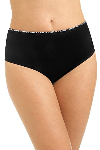 Amoena Cueca de banho de cintura alta elegante, Preto/branco abraços/dourado, 10