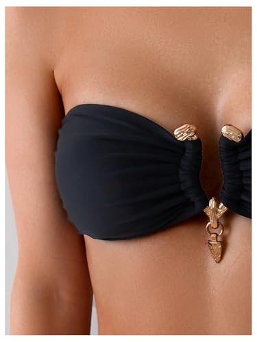 SOLY HUX Women's Bandeau Bikini High Waisted Two Piece Swimsuits Strapless Bathing Suit Swimwear4