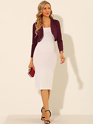Image of Allegra K Women's Elegant Bolero Shrugs Lace Insert Business Office Open Front Crop Cardigan