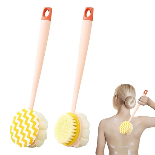 Cepillo Espalda Ducha con Mango Largo,Suuwwn 2 Pcs Cepillo espalda ducha Esponja Espalda Ducha y Cepillo Ducha Cepillo Exfoliante Corporal