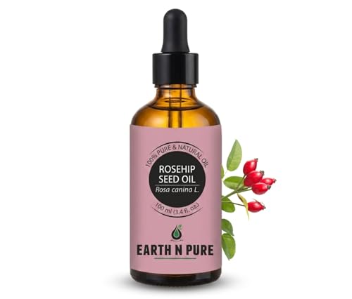 Image of Earth N Pure Rosehip Seed Oil | 100% Pure Natural Cold Pressed Carrier Oil | Premium Quality for Face, Hair, Skin, Nails, Body Massage & DIY Beauty Care | Hexane Free | 100ml
