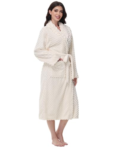 Yurhap Premium Robes for Women - Super Soft Cozy Fleece Womens Robe Plush Long Bathrobe