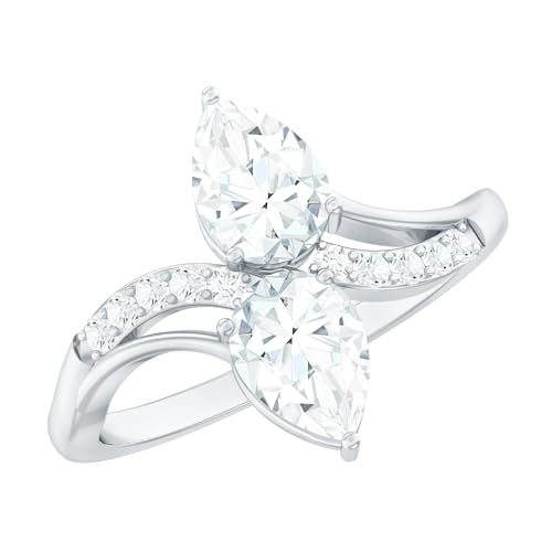 Certified Lab Grown Diamond 2 Stone Engagement Ring, Ef-Vs Quality, Pear Diamond Toi Et Moi Ring - Ready To Gift