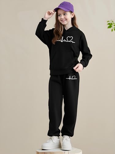 4-8T Girls Clothes Letter Print Tie Dye Hooded Long Sleeved Top +Tie Dye Long Pants Outfits Set2