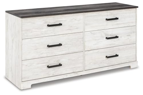 Signature Design by Ashley Shawburn Modern Farmhouse 6 Drawer Dresser Two Tone White & Dark Gray