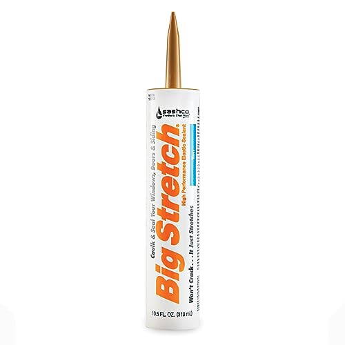 Image of Sashco - BIG-P-TA-12 Big Stretch Acrylic Latex High Performance Caulking Sealant, 10.5 Ounce Cartridge, Tan (Pack of 12)