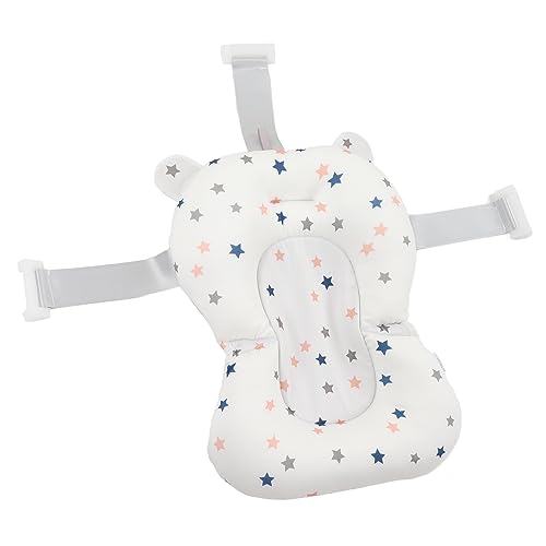 Image of Baby Bath Seat, Baby Bath Cushion Infant Bath Supporter Net Baby Bathtub Pillow Floating Newborn Bathtub Mat Bath Seats For Babies Sitting Up Bath Supporter For Newborn (White