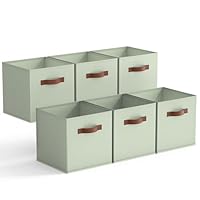 GRANNY SAYS Cube Storage Boxes, Pack of 6 Foldable Storage Cubes 27x27, Square Storage Boxes for Shelves, Decorative Storage Cube Boxes, Kallax Storage Boxes for Organising Craft Supplies, Sage Green