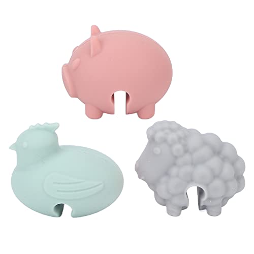 Ymiko 3pcs Cute Animal Shape Silicone Pot Lid Clips Prevent Overflow Kitchen Tools for Easy Cooking