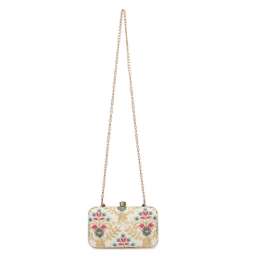 Image of LONGING TO BUY Hand Crafted Designer Box Clutch - Zari Embroidery For Women