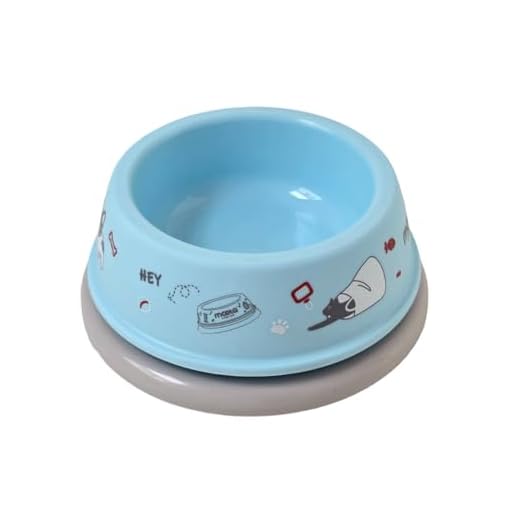 Ant-Proof Pet Bowl Plastic with Non-Skid Rubber and Unique Design Moat Suitable for Puppy Small Sized Dogs and Cats (Pastel Blue, M)