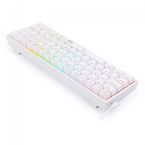 Teclado Mecânico Gamer Compacto Redragon Fizz Lunar White RGB Switch Azul K617-RGB-W