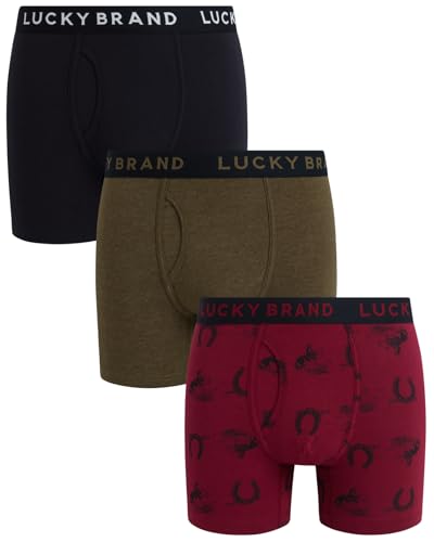 Lucky Brand Men's Boxer Briefs - 3 Pack Soft Stretch Casual Men's Underwear with Functional Fly Pouch Boxers (S-2XL)