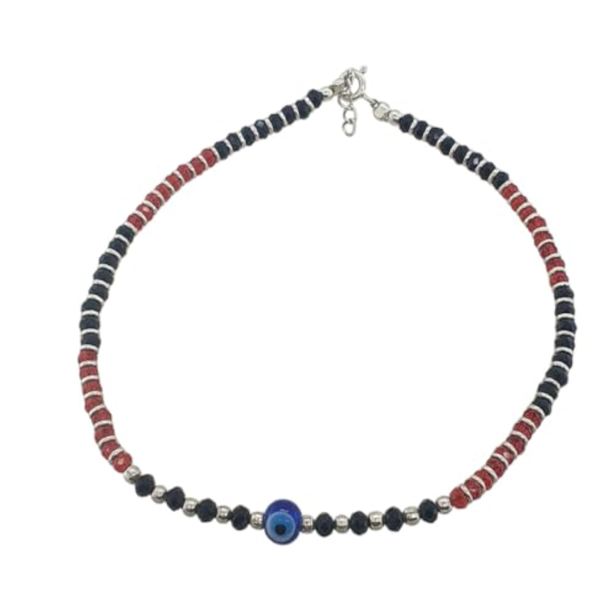 925 Sterling Silver Centre Blue Evil Eye Nazariya Anklet (Payal)