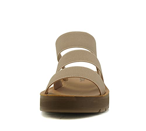 Soda BUTTON ~ Women Slip On Casual Open Toe Three Elastic Bands with Ankle Strap Fashion Gladiator Sandal4