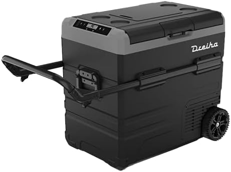 Dreiha CBX55-LR Portable Fridge with Compressor LG, CoolingBox 55-LR with a cooling capacity of +20°C to -20°C, Connections 12V/24V 0 110V/220V for Car, Truck, Boat and Motorhome