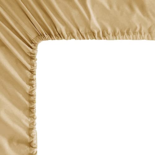 Image of Mocassi Cali King Sheet Set - Luxury Hotel 1800 Premier Bedding Sheets & Pillowcases - Ultra Soft Breathable & Cooling Bed Sheets - Deep Pocket - Wrinkle Resistant - 4 Piece - Cali King, Gold