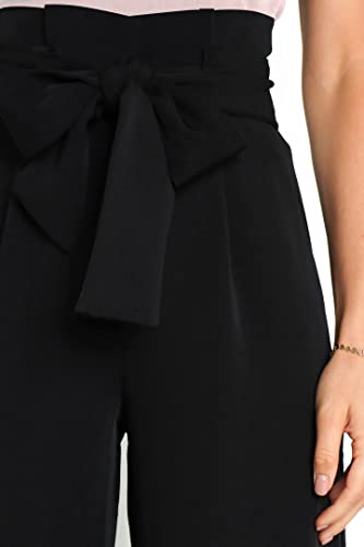 Women's Pants Casual High Waist Straight Wide Leg Pants for Women Adjustable Tie Knot Loose Trousers with Pockets2