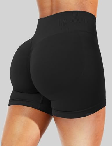 QOQ Women Workout Shorts 4.5" Scrunch Booty Gym Shorts Seamless Butt Lifting Impact Yoga Shorts2
