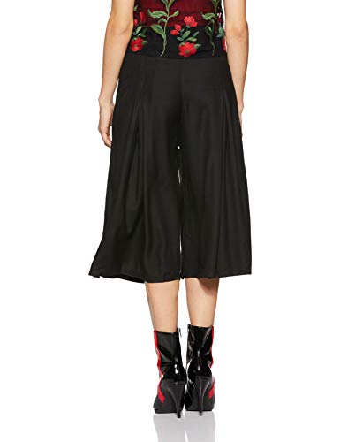 Image of Miss Chase Women's Navy Blue Solid Knee Length Relaxed Culottes
