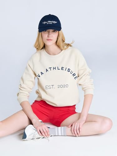Image of CAVA Essential Sweatshirt for Women | Brushed Fleece, Round Neck, Full Sleeves, Ribbed Cuffs, Embroidery Detail | Cozy Loungewear & Travelwear