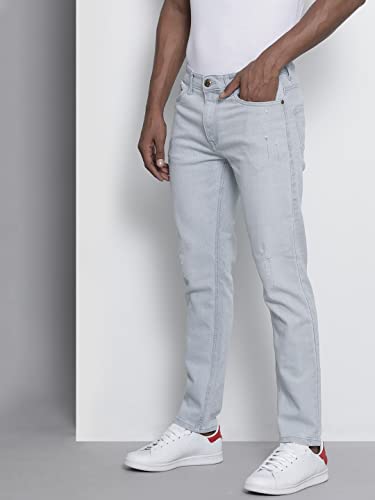 Image of The Indian Garage Co Men Slim Fit Solid Mid-Rise Stretchable Jeans