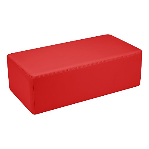 Image of Sprogs 12 inch H Structured Rectangle Stool -Flexible Modular Collaborative Soft Seating for Office, Home, Lounge and School Classrooms with Durable Frame & Set of 6 inch Legs Add-on -Red