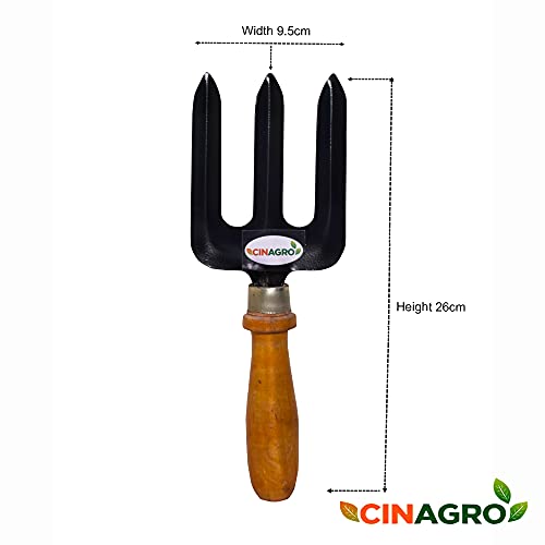 Image of Cinagro (Set of 8) Garden Tool Kit with Wooden Handle - Trowel, Cultivator, Transplanter, Weeder, Hand Gloves, Pruner, Scissors, Fork - Comfortable and Durable for Garden Use (Multicolor)