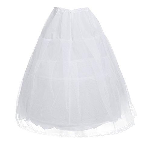 Kids Girls 2 Hoop Petticoat Long Crinoline Skirt Wedding Flower Girl Dress - Main Image