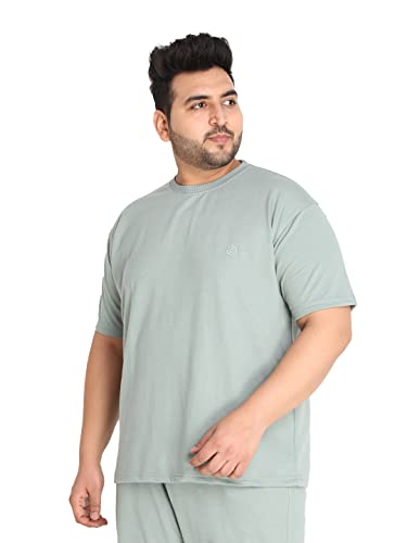 Image of CHKOKKO Men's Plus Size Terry Cotton Loose Fit Half Sleeves T-Shirt
