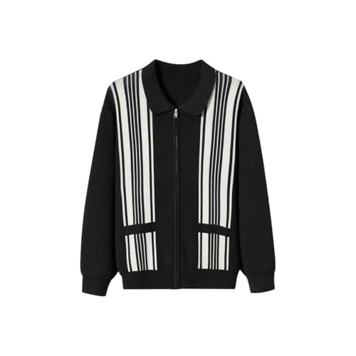 Cardigan en tricot rayé pour homme avec coupe droite casual