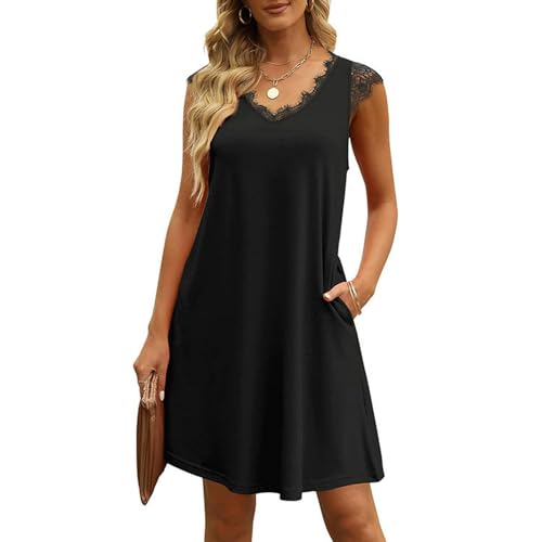 Robe d'été femme col en v en dentelle décontractée chic AMN22032601 - 3