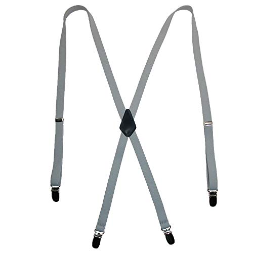 CTM Women's Elastic Clip-End 1/2 Inch Skinny Urban Suspenders, Light Grey