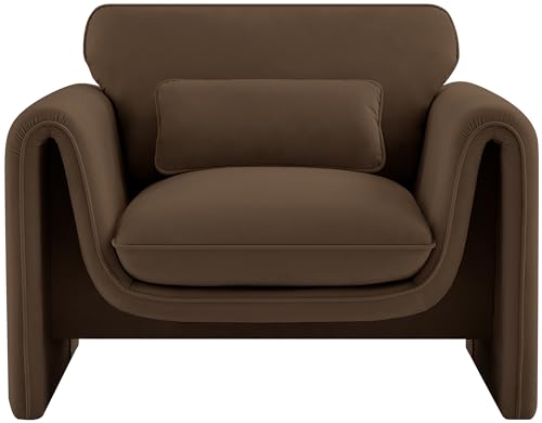 Sillón Terciopelo Marrón Curvado miniatura 5