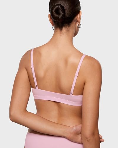 Image of INLYRIC Women's Inbarely Triangle Bralette Plunge Unlined Seamless Bra No Underwire Sexy Comfortable Everyday