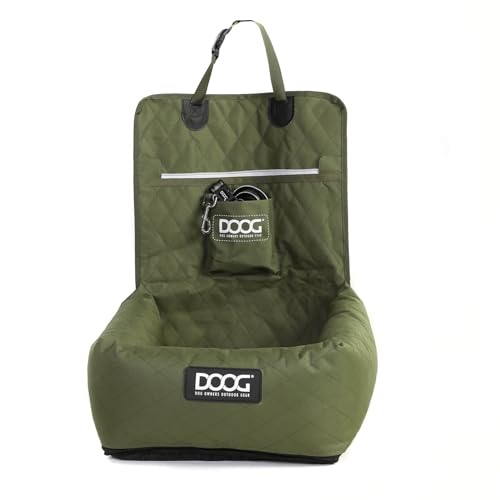 DOOG Deluxe Autositz & Reisebett für Haustiere – Sicher, bequem, schmutz- und tierhaarabweisendes 600D Oxford-Gewebe, passend für Vorder- und Rücksitz, max. 15 kg, maschinenwaschbar – Grün