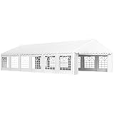 Outsunny 20' x 40' Heavy Duty Party Tent, Galvanized Outdoor Canopy Tent Large Event Shelter with Removable Sidewalls, 12 Windows and 2 Doors, Tents for Parties, Wedding, Events, BBQ Grill, White
