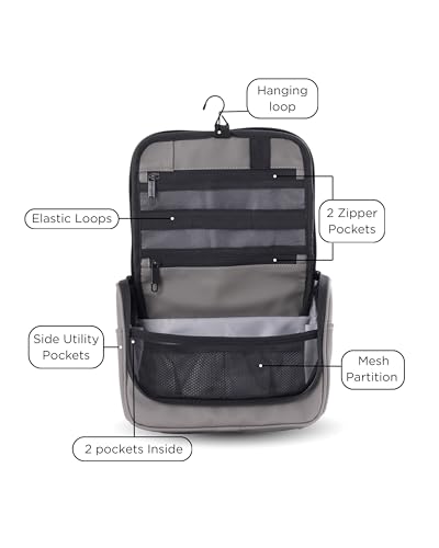 Image of CarryPro-Hanging Toiletry Kit Pouch-Travel Organizer-Makeup, Beauty, Cosmetics, Jewellery Organizer-Skincare, Medicine, Secure Zippered Pockets