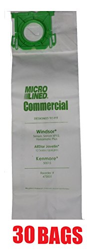 30 Sebo, Windsor Sensor Micro-Lined Commercial Upright Vacuum Bags, Fits 5093AM, 5300. 30 Pack.