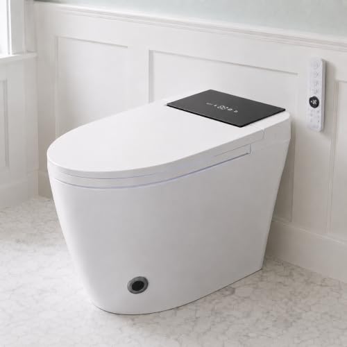 Loniko Electric Smart Toilet with Bidet Built In, Tankless Modern Elongated One Piece Design, Foot Sensor & Dual Auto Flush, Heated Seat, Warm Water, Air Dryer, 1000g MaP Flush, 1.28 GPF