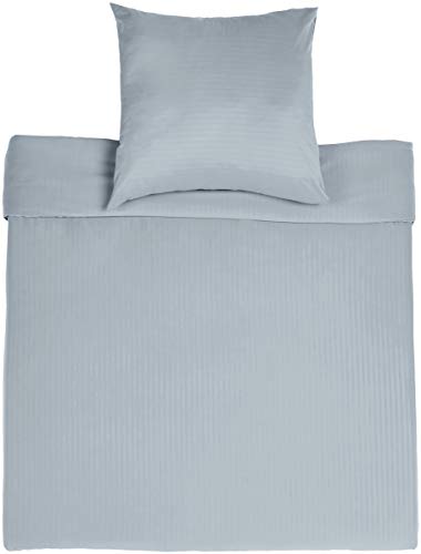 Amazon Basics 2Stück Deluxe-Bettwäsche-Set aus Mikrofaser, 135 x 200 cm, dunkelgrau, Gestreift – Bild 3