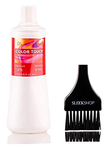 Wella COLOR TOUCH Intensive Emulsion Creme Developer (w/Sleek Tint Brush) Cream Peroxide for ColorTouch Haircolor Hair Color Dye (6 Volume / 1.9% - 33.8 oz/LITER)