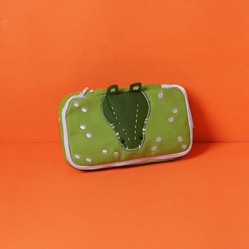 Image of abracadabra Multi-Utility Pouch, Pen & Pencil Case for Girls & Boys, Pencil Case Organizer, School Accessories Pouch, Stationary Storage, Large Stationary Pouch, Pencil Box for Student - Crocodile
