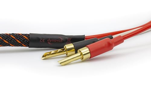 Dynavox Perfect Sound Flex Lautsprecherkabel, konfektioniert, extrem flexibel, HiFi Kabel mit vergoldeten Bananenhohlsteckern, verlustfreie Signalübertragung, hochreines OFC-Kupfer, Paar, Länge 3m