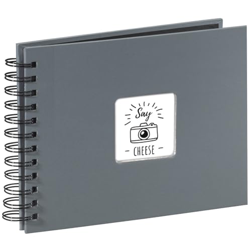Hama | Álbum de Fotos con espiral para pegar y escribir (Álbum de fotografía de 10 x 15 cm, tamaño 24x17cm, con 50 hojas, papel cristal protector, fotos de 10x15 cm máximo 50 fotos) Color Negro